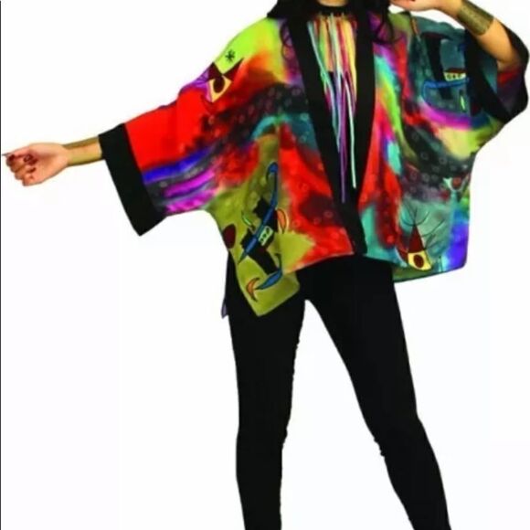 Vintage Silk Art to Wear Retro 70’s Geometric Kabuki Jacket - Picture 14 of 15